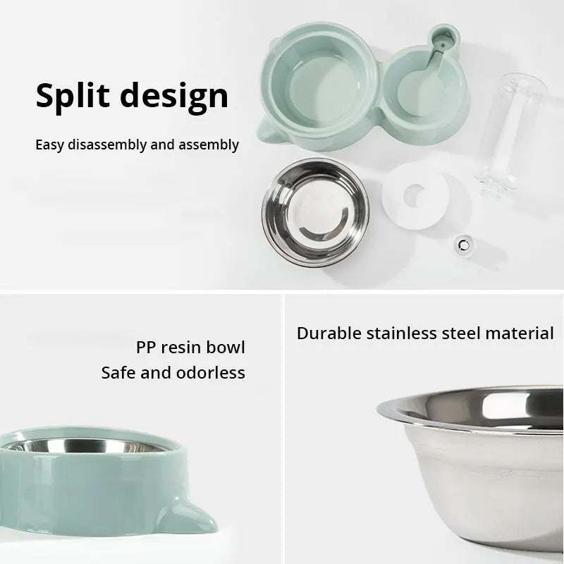 Pet Dog Cat Bowl Fountain Automatic Food Water Feeder Container
